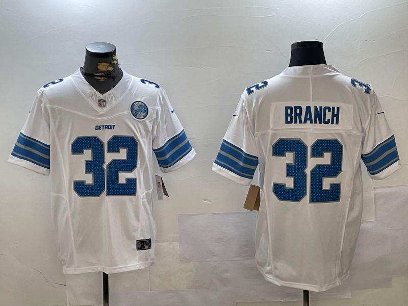 Men Detroit Lions #32 Branch White three generations 2024 Nike Limited NFL Jersey style 2->->